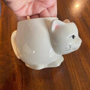 Ceramic Cat Shaped White Kitty Coffee Tea Mug